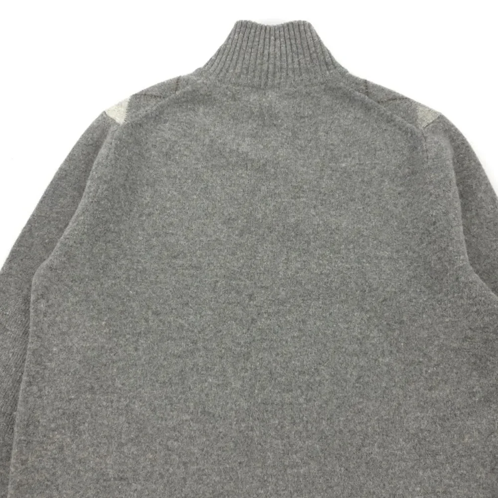 J CREW 100% Lambs Wool 1/4 Zip Sweater Argyle Old Money Preppy Quiet Luxury Golf